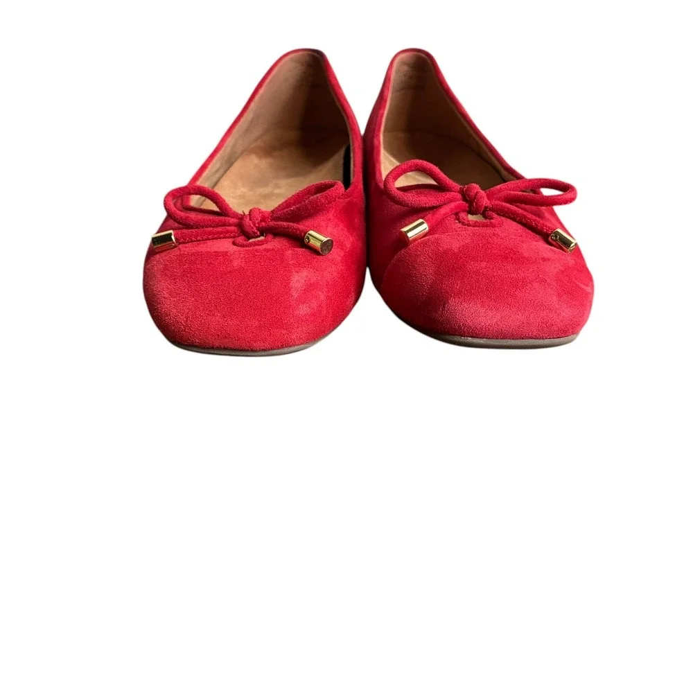 Vionic Womens Klara Suede Square Toe Bow Ballet Flat Size 9 Red